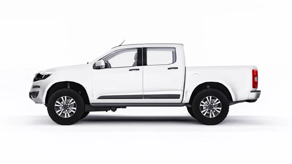 Beyaz arka planda beyaz bir pikap. 3d oluşturma