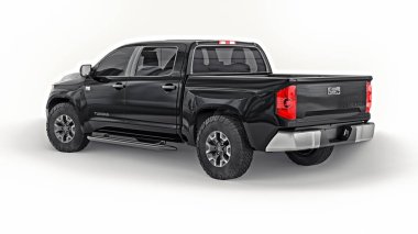 Tula, Rusya. 9 Haziran 2021: Toyota Tundra 2020 tam boy siyah kamyonet beyaz arka planda izole edildi. 3d oluşturma