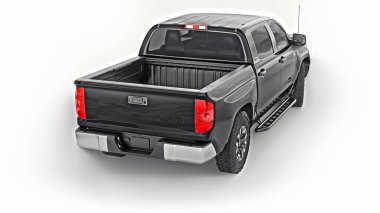 Tula, Rusya. 9 Haziran 2021: Toyota Tundra 2020 tam boy siyah kamyonet beyaz arka planda izole edildi. 3d oluşturma