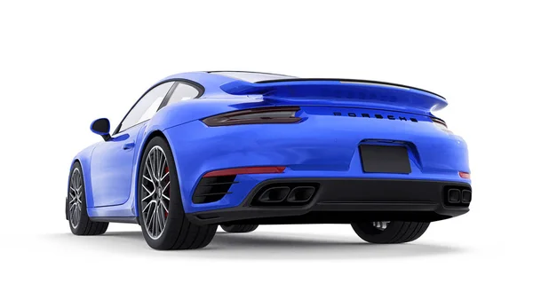 Tula Oroszország Március 2021 Porsche 911 Turbo 2016 Kék Sport — Stock Fotó