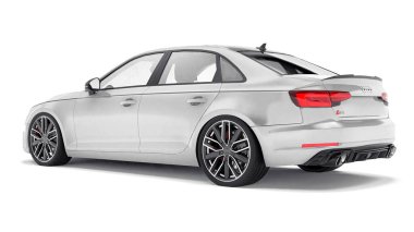 Tula, Rusya. 9 Haziran 2021: Gri Audi RS4 Quattro 2018 lüks araba beyaz arka planda izole edildi. 3d oluşturma