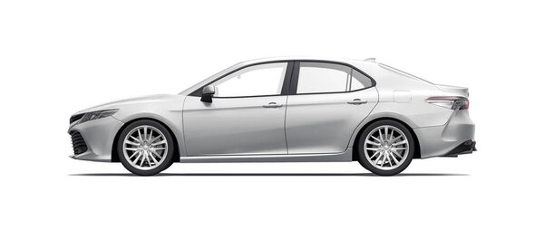 Тула, Россия. 24 июня 2021: Toyota Camry Sedan 2020 город серый металлический автомобиль изолирован на белом фоне. 3d-рендеринг