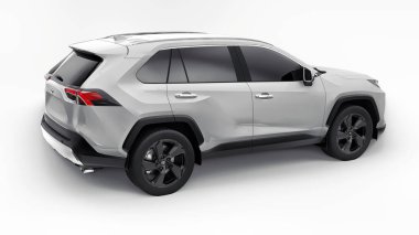Tula, Rusya. 22 Haziran 2021: Toyota RAV4 SUV 2020 beyaz araba beyaz arka planda izole edildi. 3d illüstrasyon.