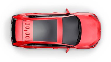 Tula, Rusya. 23 Haziran 2021: Toyota RAV4 SUV 2020 şehir kırmızı arabası beyaz arka planda izole edildi. 3d illüstrasyon