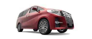 Tula, Rusya. 21 Haziran 2021: Toyota Alphard 2015 premium ailesi ve iş kırmızı minivan beyaz arka planda izole edildi. 3d oluşturma