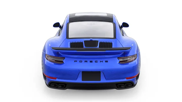 Тула Россия Марта 2021 Porsche 911 Turbo 2016 Синий Спортивный — стоковое фото