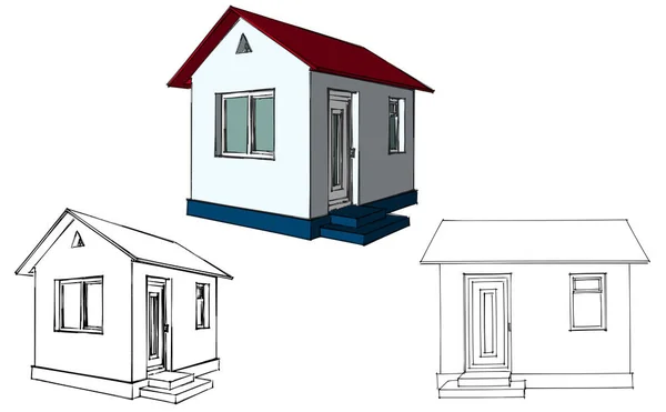 Rozvržení Plánu Domu Architektura Home Building Vektorová Ilustrace Obrázek Bílém — Stockový vektor