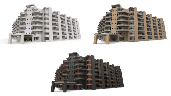 Condominium Model Witte Kleur Met Transparante Bril Appartementencomplex Met Een — Stockfoto