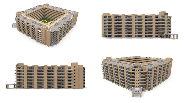 콘도미니엄 안마당 아파트 렌더링 — 스톡 사진