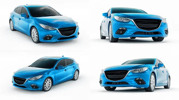 Blue City Car Blank Surface Your Creative Design Rendering — Stock Photo, Image