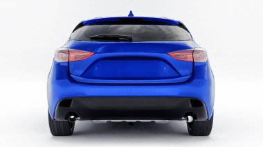 Yaratıcı tasarımın için boş yüzeyi olan mavi şehir arabası. 3B görüntüleme