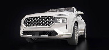 Siyah arka planda büyük şehir beyazları kesişiyor. 3d oluşturma