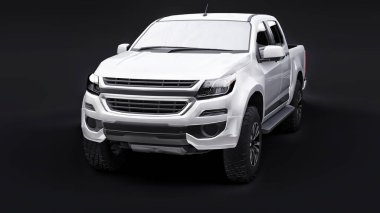 Siyah arka planda beyaz bir pikap. 3d oluşturma