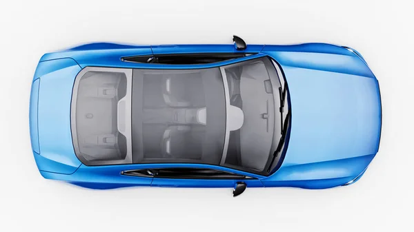 Konzeptfahrzeug Sport Premium Coupé Blaues Auto Auf Weißem Hintergrund Plug — Stockfoto