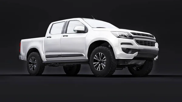 White Pickup Car Black Background Rendering — Stock Photo, Image