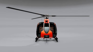 Kırmızı helikopter gri arka planda izole edildi. 3d illüstrasyon