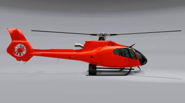 Kırmızı helikopter gri arka planda izole edildi. 3d illüstrasyon