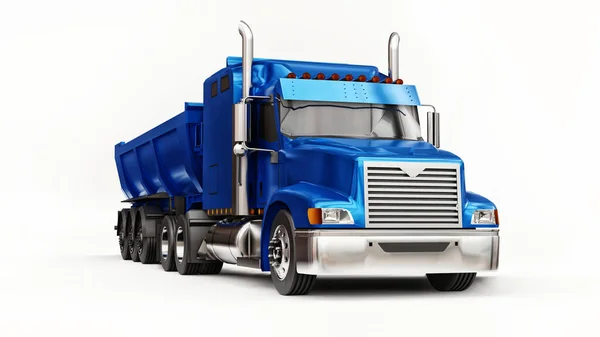 Grande Camion Americano Blu Con Tipo Rimorchio Dump Truck Trasporto — Foto Stock