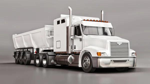 Grote Witte Amerikaanse Truck Met Een Trailer Type Dump Truck — Stockfoto