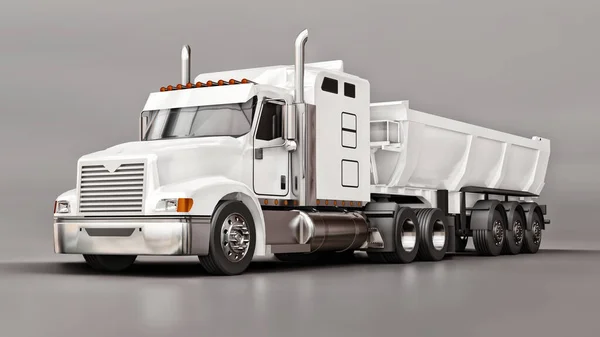 Large White American Truck Trailer Type Dump Truck Transporting Bulk — Stock Photo, Image