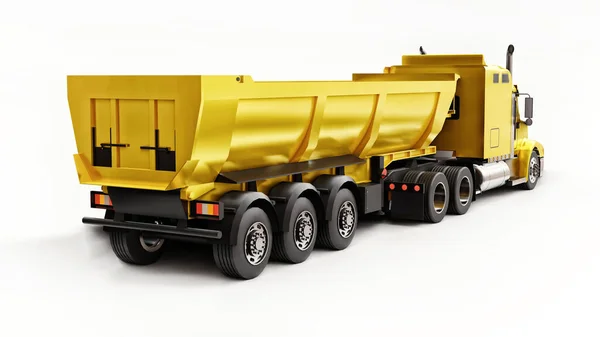 Stor Gul Amerikansk Lastbil Med Släpvagn Typ Dump Lastbil För — Stockfoto