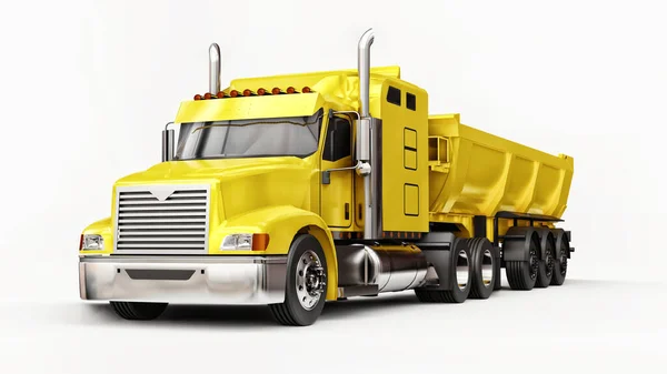 Grande Camion Americano Giallo Con Tipo Rimorchio Dump Truck Trasporto — Foto Stock