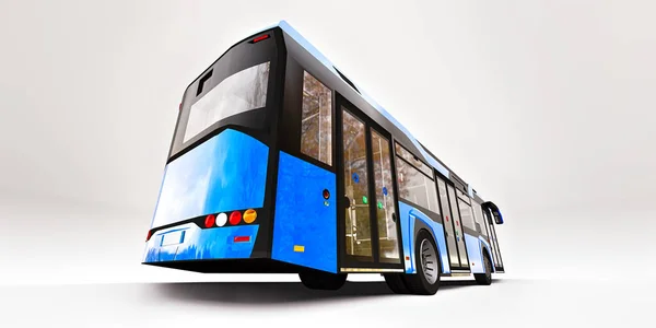 Mediun Städtischer Blauer Bus Auf Weißem Isolierten Hintergrund Darstellung — Stockfoto