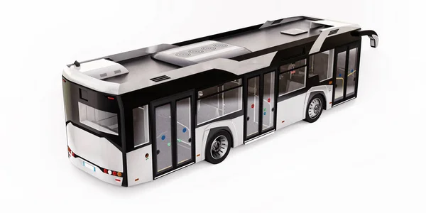 Mediun Urbaner Weißer Bus Auf Weißem Isoliertem Hintergrund Darstellung — Stockfoto