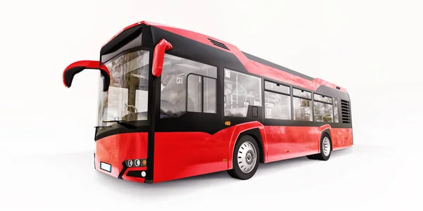 Autobus Rosso Urbano Mediun Sfondo Bianco Isolato Rendering — Foto Stock