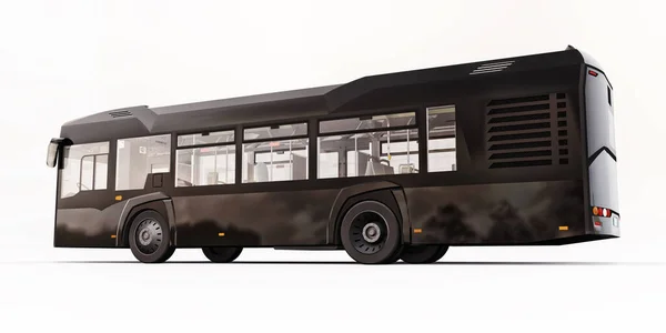 Autobús Negro Urbano Mediun Sobre Fondo Blanco Renderizado — Foto de Stock