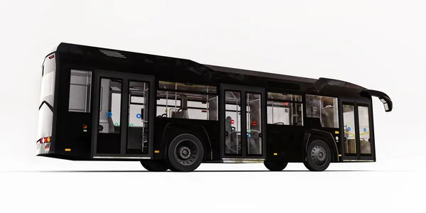 Mediun Urbaner Schwarzer Bus Auf Weißem Hintergrund Darstellung — Stockfoto