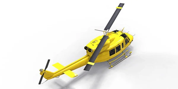 Yellow Small Military Transport Helicopter White Isolated Background Helicopter Rescue — Stock Photo, Image