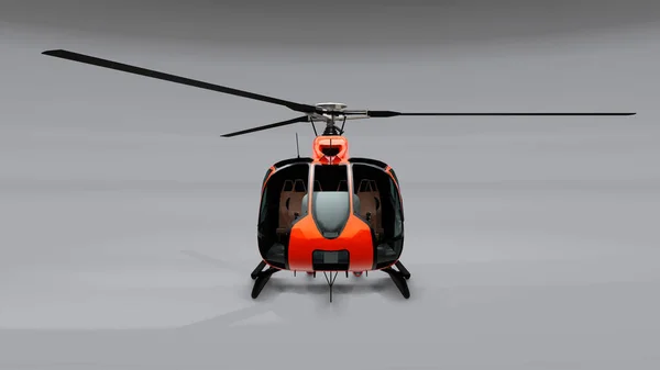 Rode Helikopter Geïsoleerd Grijze Achtergrond Illustratie — Stockfoto