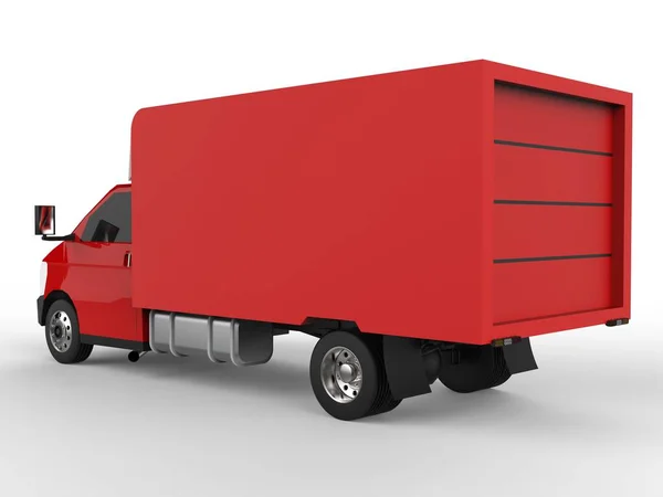 Liten Röd Lastbil Billeverans Leverans Varor Och Produkter Till Försäljningsställen — Stockfoto