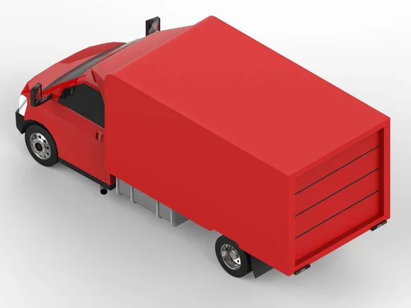 Kleiner Roter Lkw Auto Lieferservice Lieferung Von Waren Und Produkten — Stockfoto