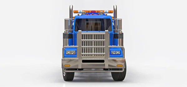 Blue Cargo Tow Truck Transport Other Big Trucks Various Heavy — Zdjęcie stockowe