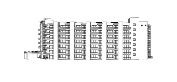 Lakótársas Modell Apartmanház Udvarral Renderelés — Stock Fotó