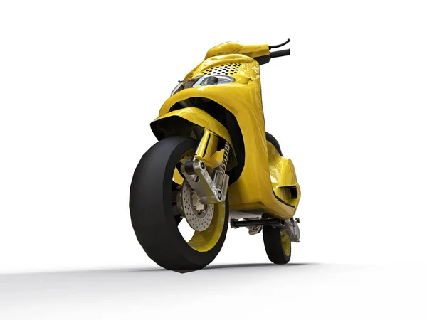 Modern Urban Gul Moped Vit Bakgrund Illustration — Stockfoto