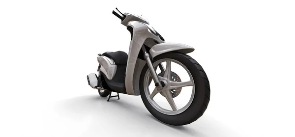 Modern Városi Fehér Moped Fehér Háttérrel Illusztráció — Stock Fotó