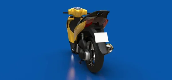 Modern Urban Yellow Moped Blue Background Illustration — Stock Photo, Image