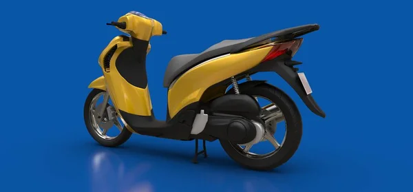 Modern Városi Sárga Moped Kék Háttérrel Illusztráció — Stock Fotó