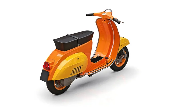 Vintage European Orange Scooter White Background Rendering — Stock Photo, Image