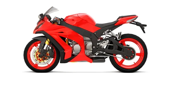 Rosso Super Sport Moto Sfondo Bianco Isolato Illustrazione — Foto Stock