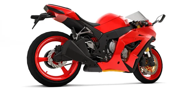 Rotes Supersportmotorrad Auf Weißem Isolierten Hintergrund Illustration — Stockfoto