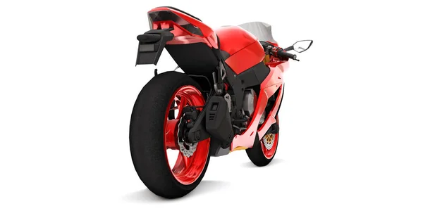 Rotes Supersportmotorrad Auf Weißem Isolierten Hintergrund Illustration — Stockfoto