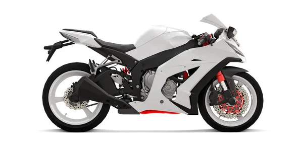 Vit Super Sport Motorcykel Vit Isolerad Bakgrund Illustration — Stockfoto