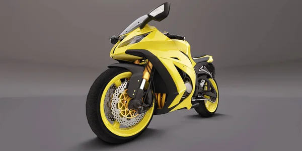 Amarelo Super Moto Esportes Fundo Cinza Ilustração — Fotografia de Stock