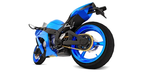 Синий Супер Спортивный Мотоцикл Белом Изолированном Фоне Иллюстрация — стоковое фото