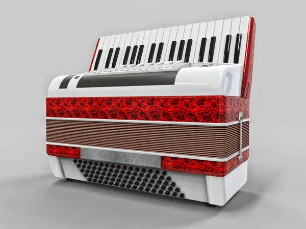 红色和白色手风琴灰色孤立的背景 3D说明 — 图库照片