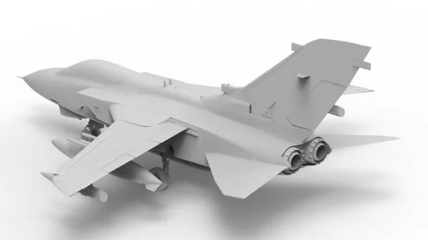 Kampfflugzeuge Des Militärs Dreidimensionale Rasterdarstellung Form Eines Komplett Weißen Modells — Stockfoto